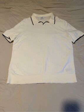 Old Navy Cream Polo with Black Contrast Trim